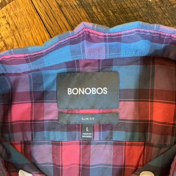 Bonobos Slim Fit Plaid Button-Down Shirt Men’s Large Check 100% Cotton - Picture 4 of 7